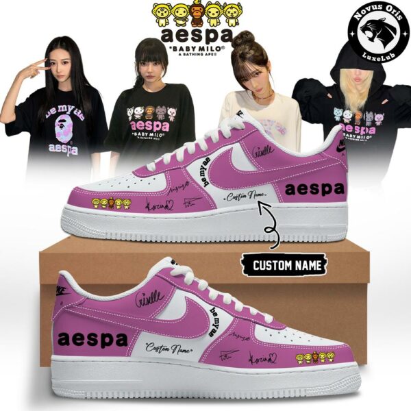 aespa x BAPE Baby Milo Custom Signed Edition Air Force 1 - NovusOris Best Merch For Fans