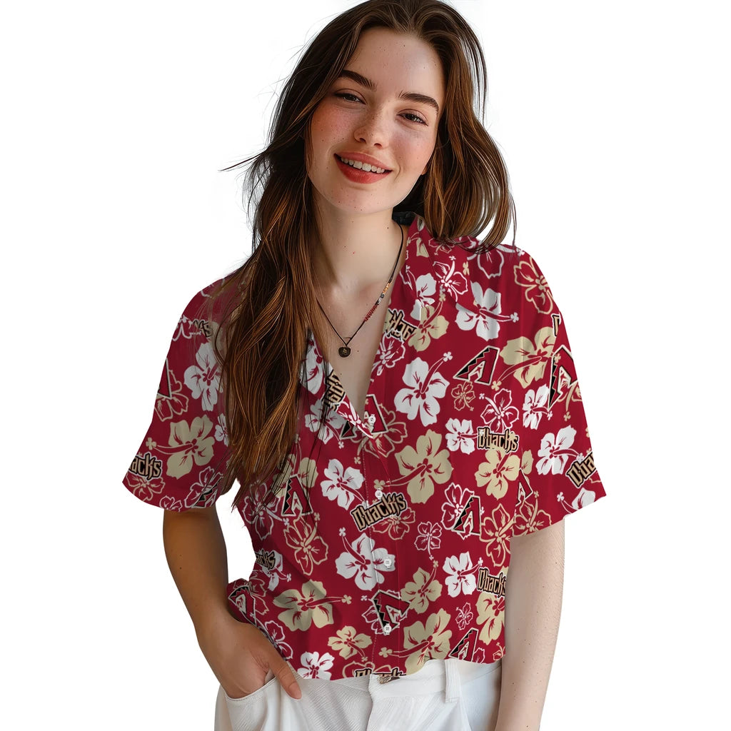 Arizona Diamondbacks Hawaiian Shirt - Hibiscus Flower Design | Hula Hawaiian Shirts