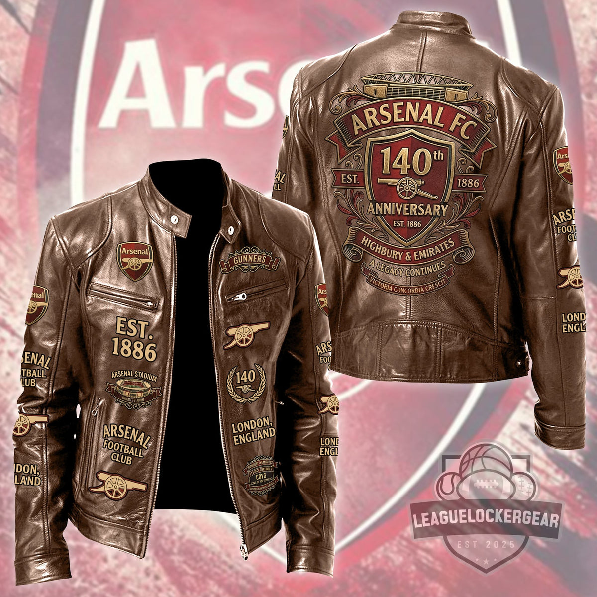 Arsenal FC 140th Anniversary Leather Jacket - LeagueLockerGear
