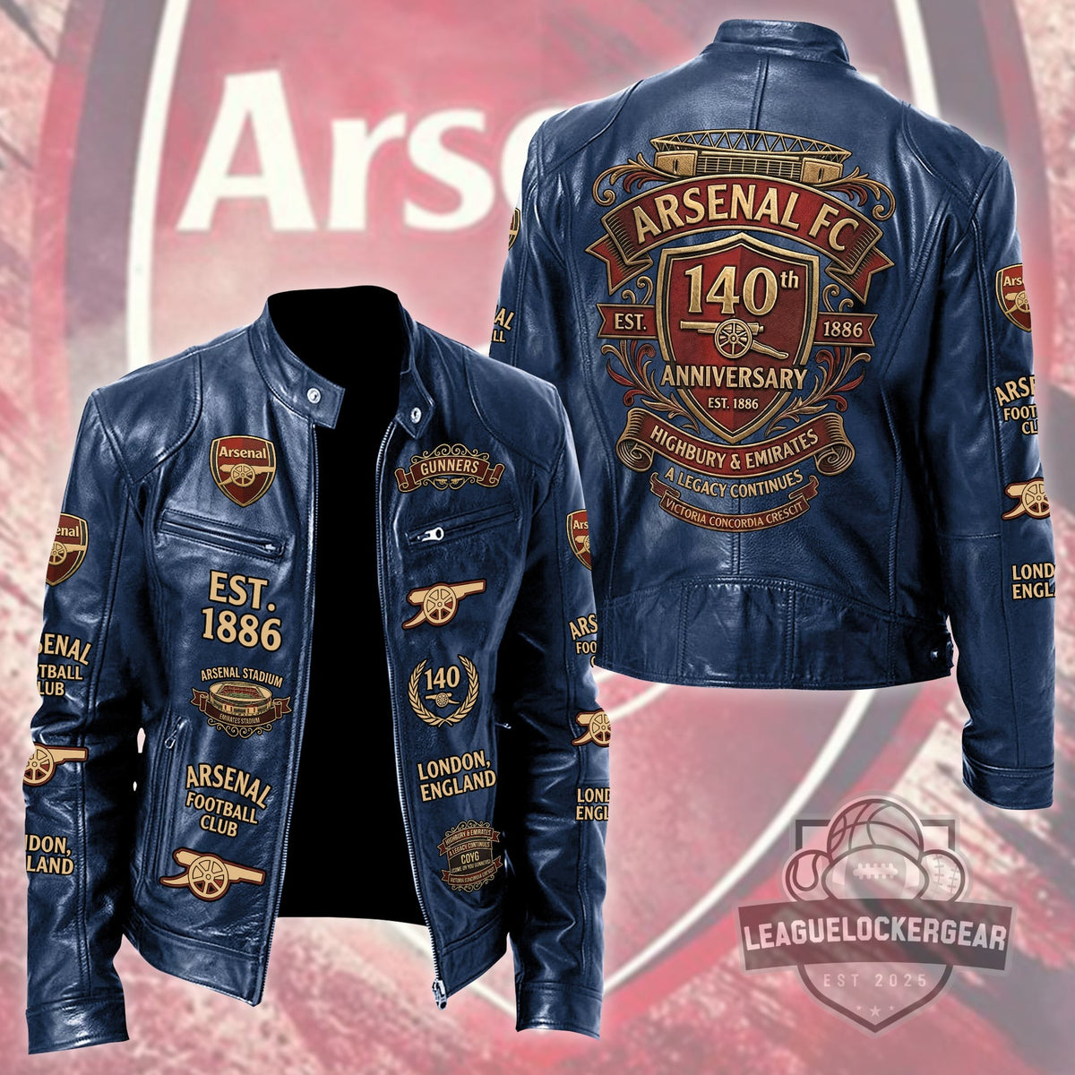 Arsenal FC 140th Anniversary Leather Jacket - LeagueLockerGear
