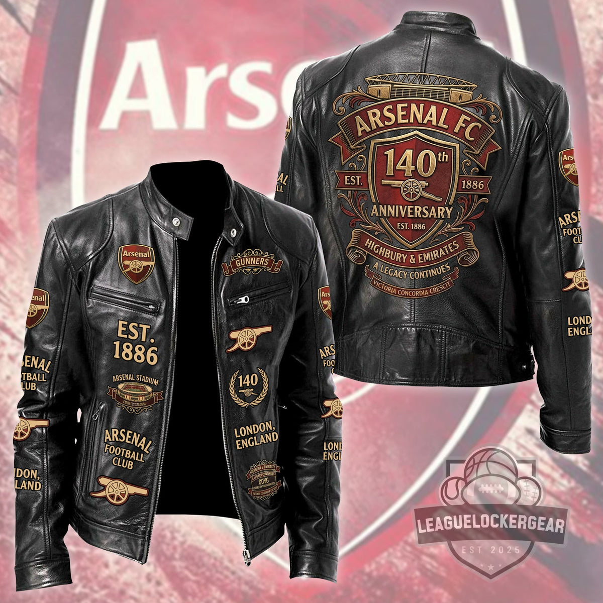 Arsenal FC 140th Anniversary Leather Jacket - LeagueLockerGear