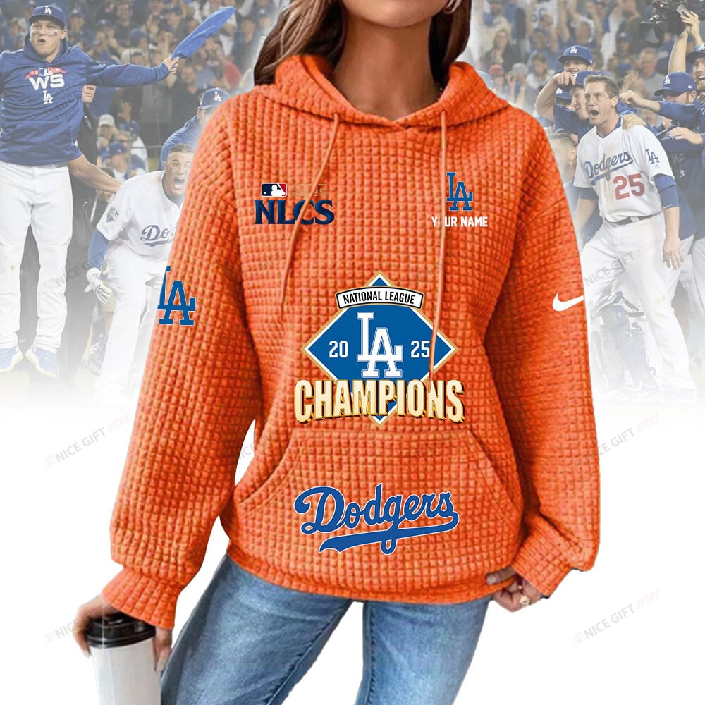 Personalized Los Angeles Dodgers Women's Thick Waffle Knit Hoodie | Buy for only at THK BUY