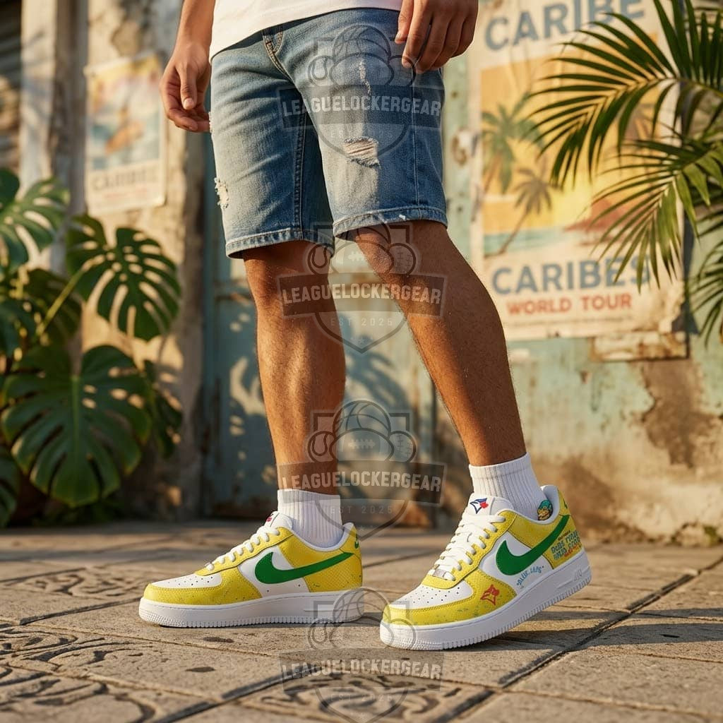 Bad Bunny DeBí TIRAR Más FOToS World Tour Toronto Blue Jays Custom Sneakers - LeagueLockerGear