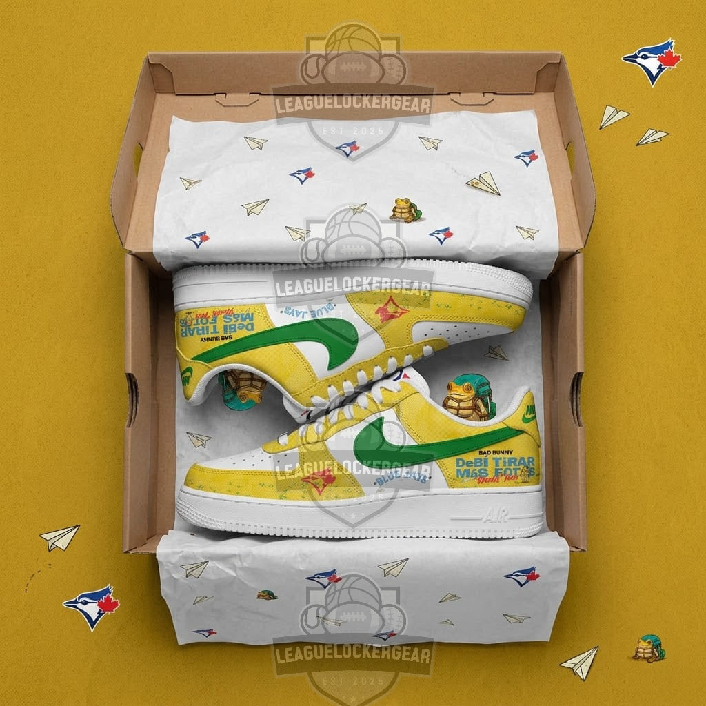 Bad Bunny DeBí TIRAR Más FOToS World Tour Toronto Blue Jays Custom Sneakers - LeagueLockerGear