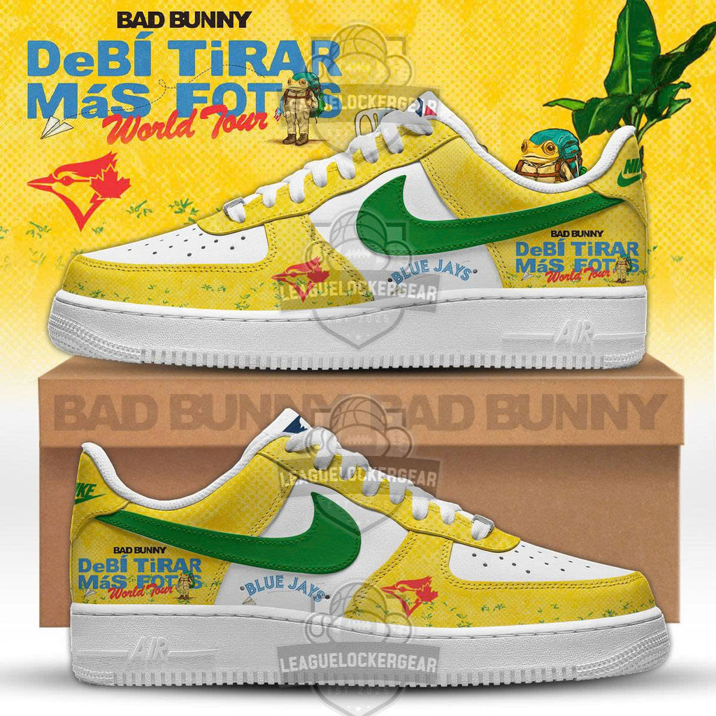 Bad Bunny DeBí TIRAR Más FOToS World Tour Toronto Blue Jays Custom Sneakers - LeagueLockerGear