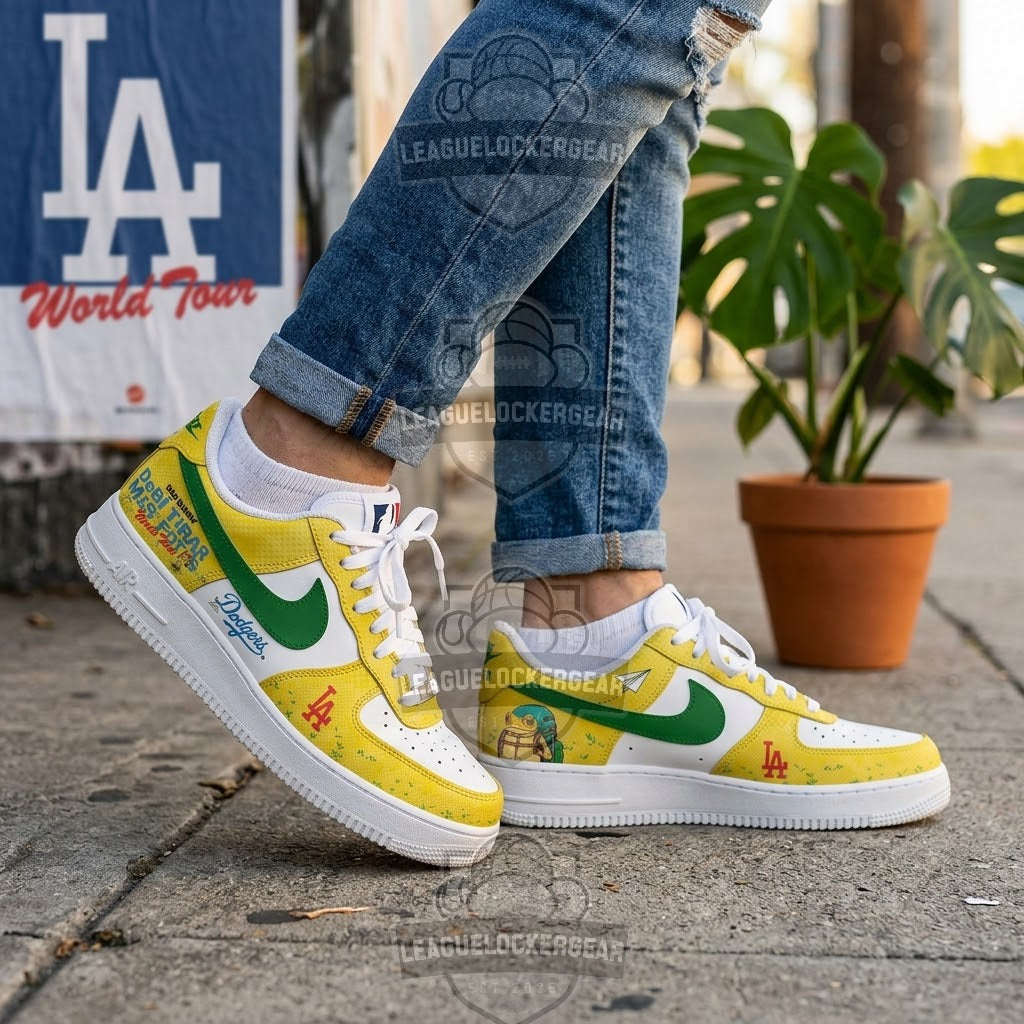 Bad Bunny Los Angeles Dodgers DeBí TIRAR Más FOToS World Tour Custom Sneakers - LeagueLockerGear