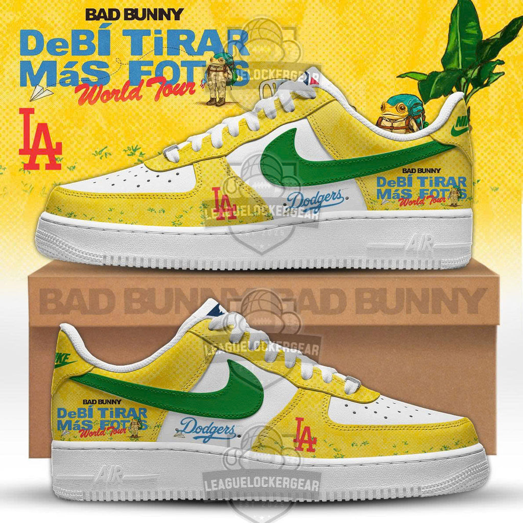 Bad Bunny Los Angeles Dodgers DeBí TIRAR Más FOToS World Tour Custom Sneakers - LeagueLockerGear