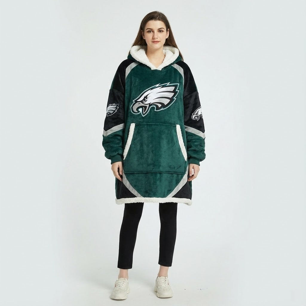 Philadelphia Eagles NFL Sherpa Hoodie Blanket – “Fly Eagles Fly” Ultimate Cozy Fleece Loungewear - LeagueLockerGear