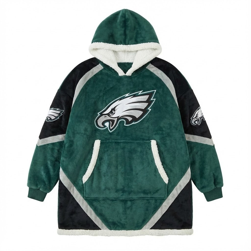 Philadelphia Eagles NFL Sherpa Hoodie Blanket – “Fly Eagles Fly” Ultimate Cozy Fleece Loungewear - LeagueLockerGear
