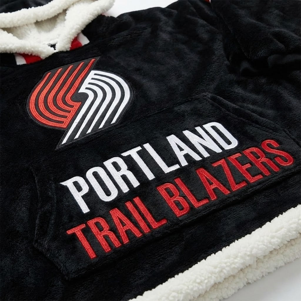 Portland Trail Blazers NBA Sherpa Hoodie Blanket – “Rip City” Blazing Comfy Fleece Poncho - LeagueLockerGear
