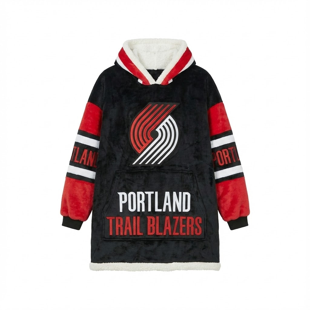 Portland Trail Blazers NBA Sherpa Hoodie Blanket – “Rip City” Blazing Comfy Fleece Poncho - LeagueLockerGear