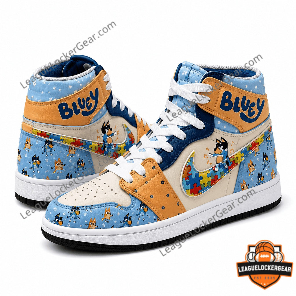 Bluey Autism Awareness Month High-Top Sneakers - LeagueLockerGear