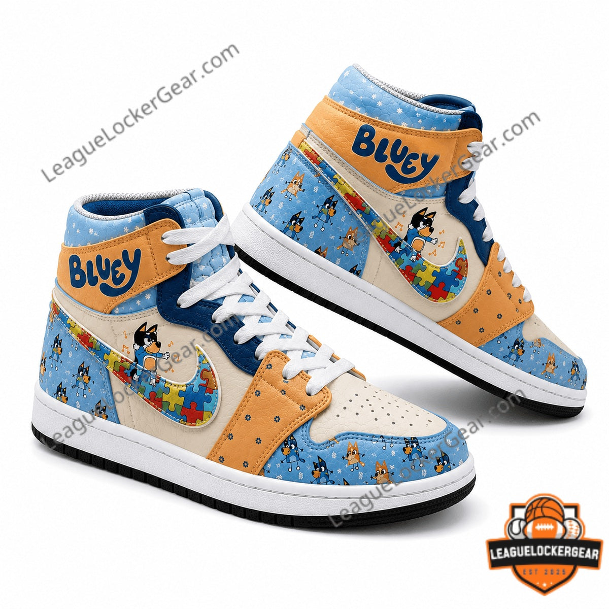 Bluey Autism Awareness Month High-Top Sneakers - LeagueLockerGear
