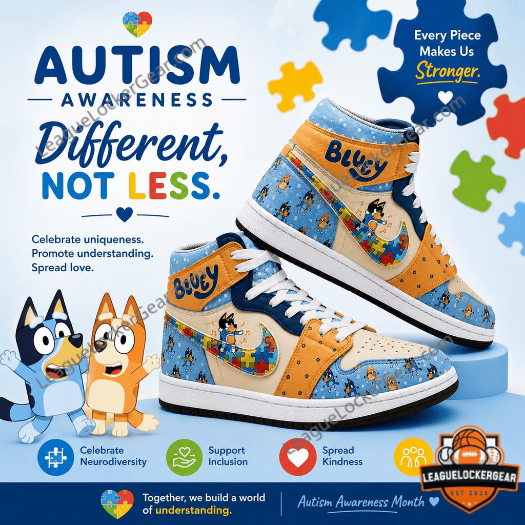 Bluey Autism Awareness Month High-Top Sneakers - LeagueLockerGear