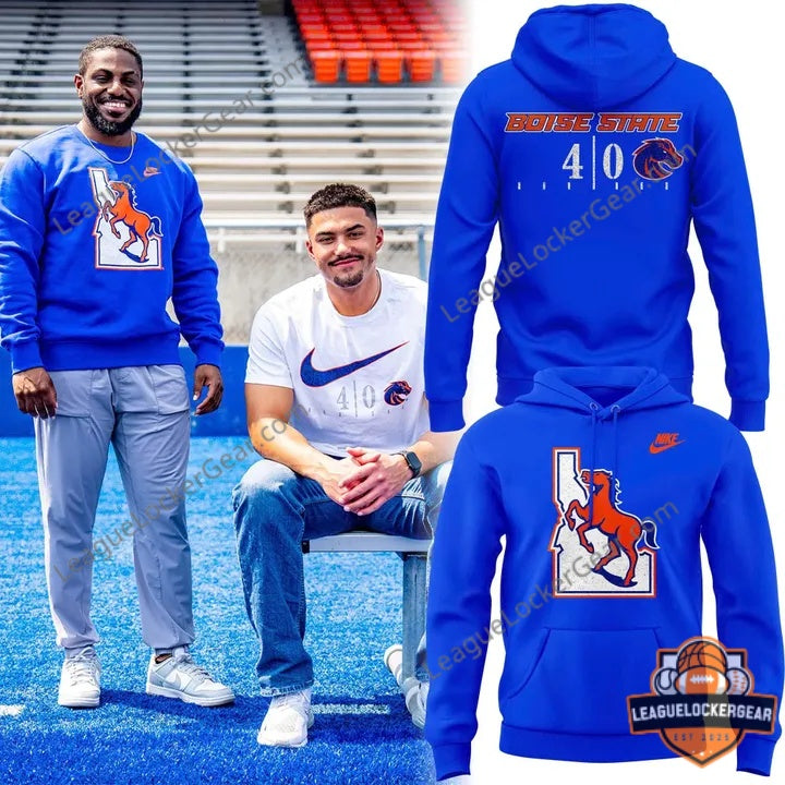 Boise State Broncos 40th Anniversary Football Hoodie T-Shirt S-5XL