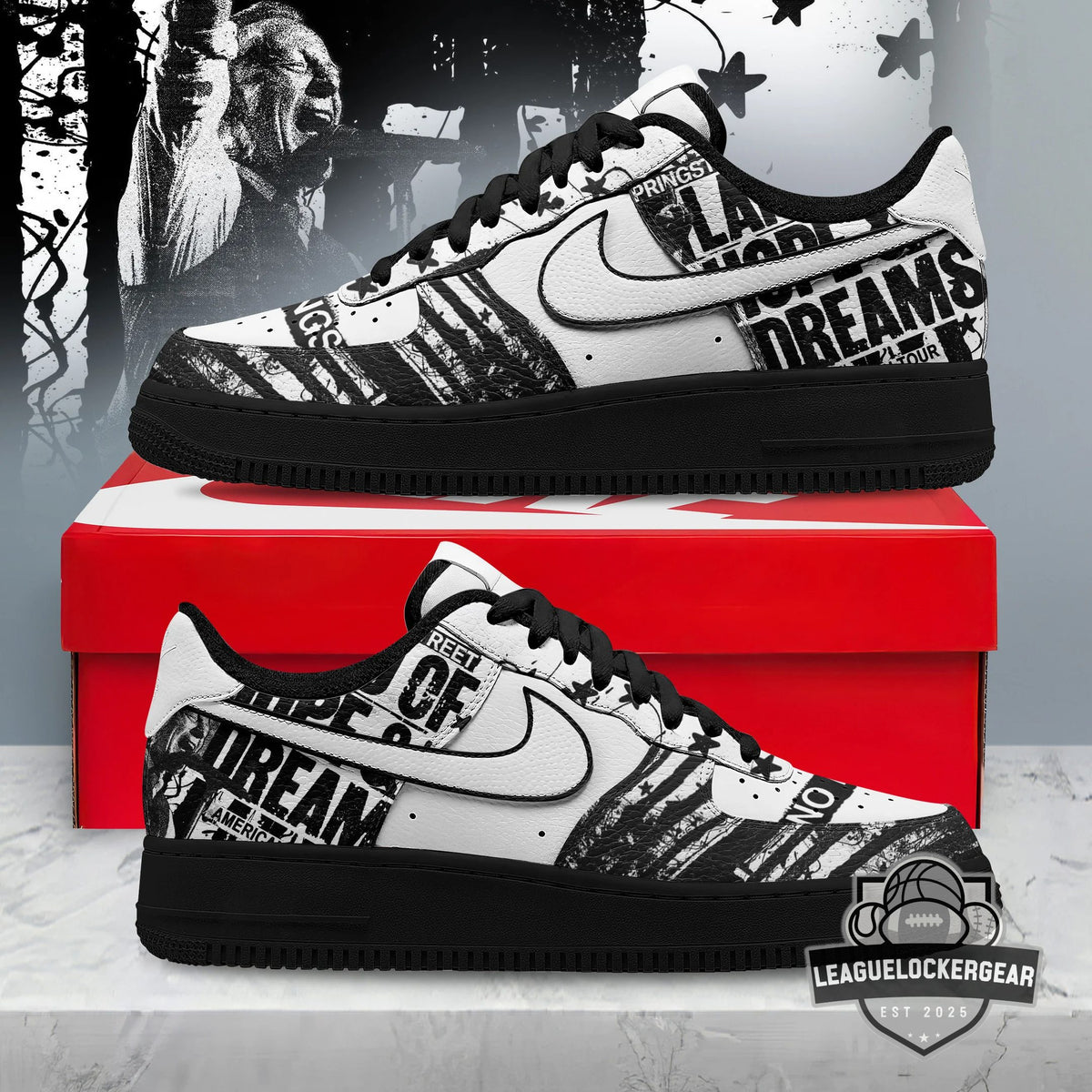 Bruce Springsteen American Dream Tour Custom Air Force Shoes - LeagueLockerGear