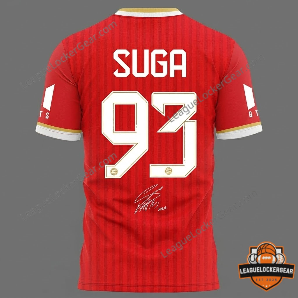 Suga BTS FC Bayern Munich World Tour Arirang Football Jersey - LeagueLockerGear