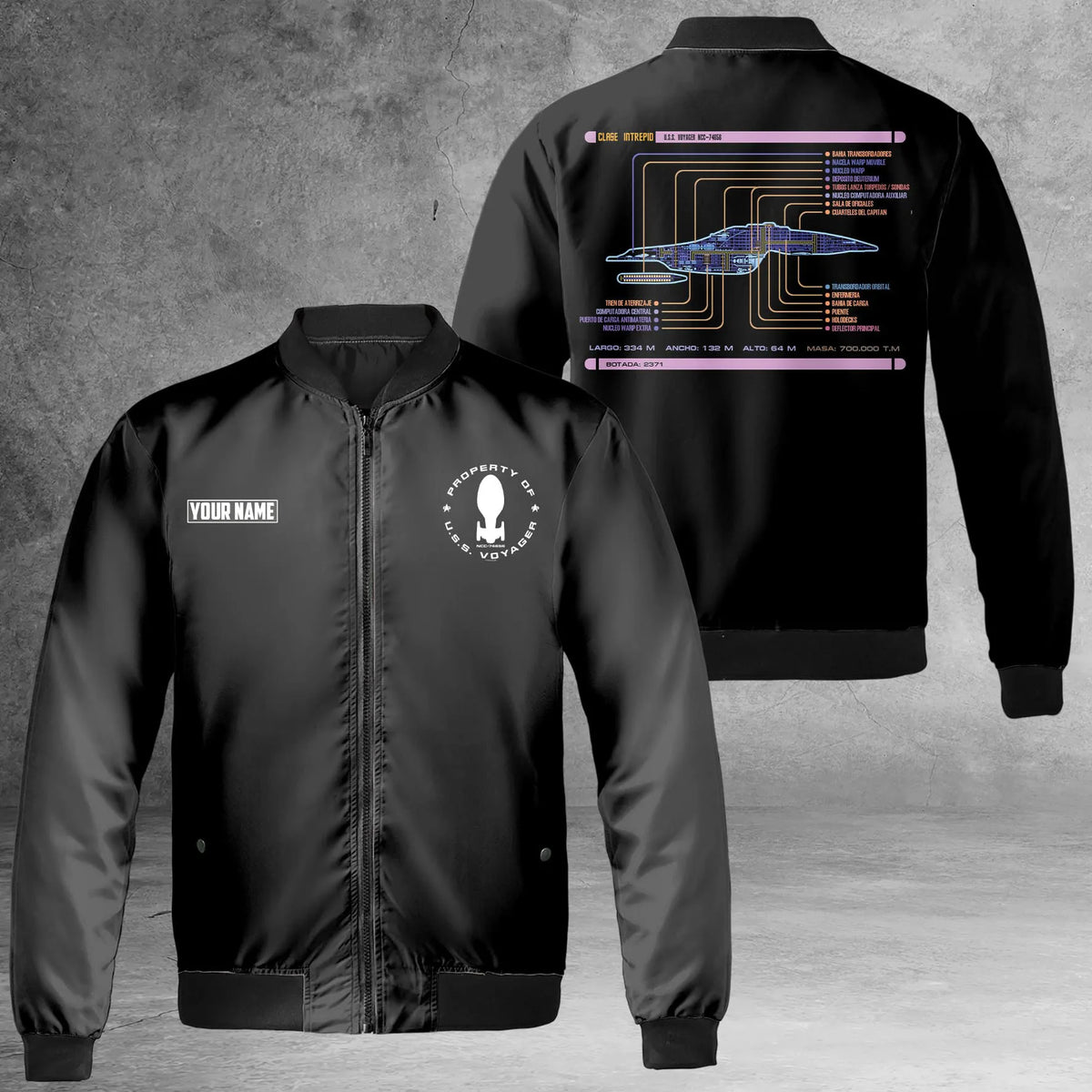 Personalized Star Trek Intrepid Class U.S.S Voyager NCC 74656 Bomber Jacket | Buy for only at THK BUY