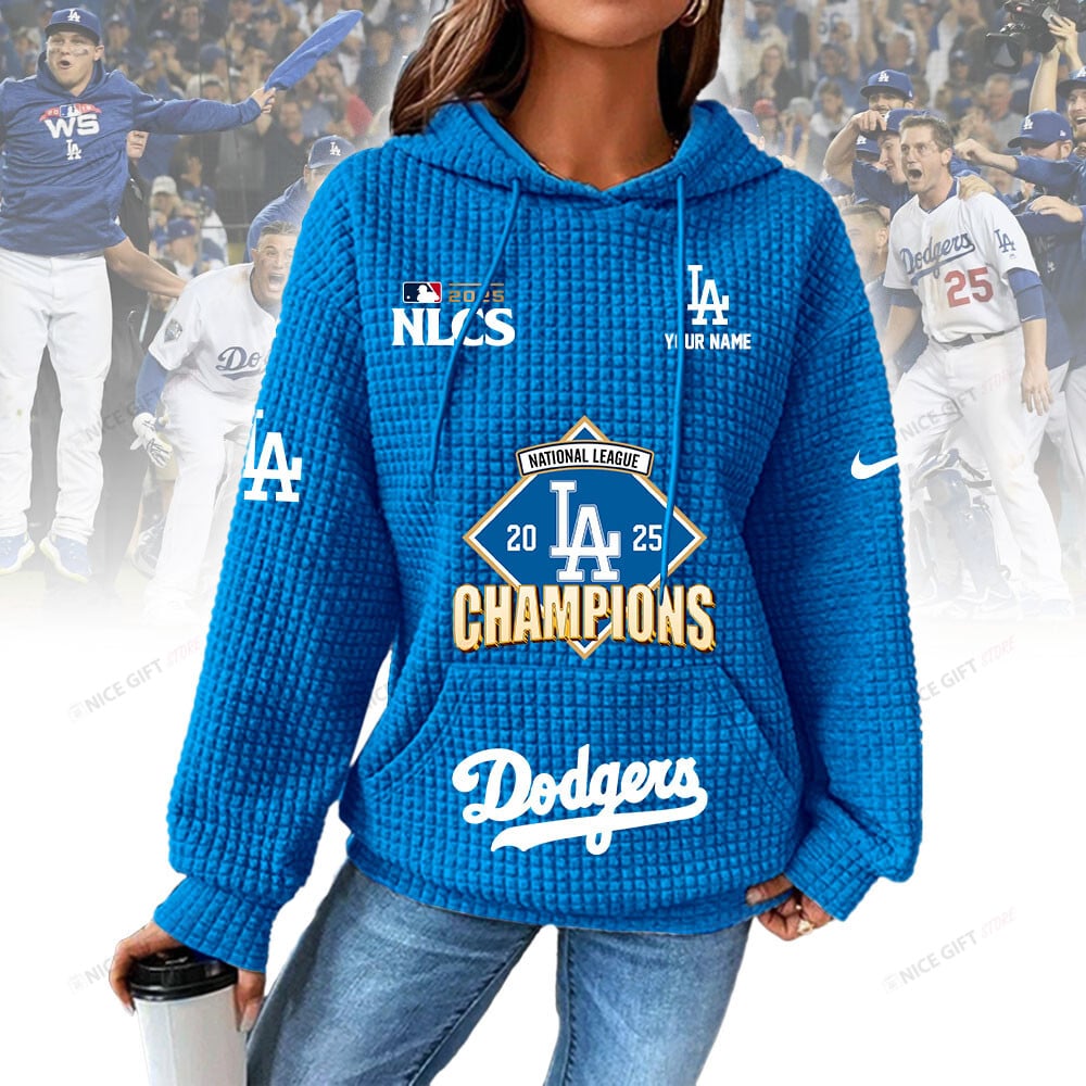 Personalized Los Angeles Dodgers Women's Thick Waffle Knit Hoodie | Buy for only at THK BUY