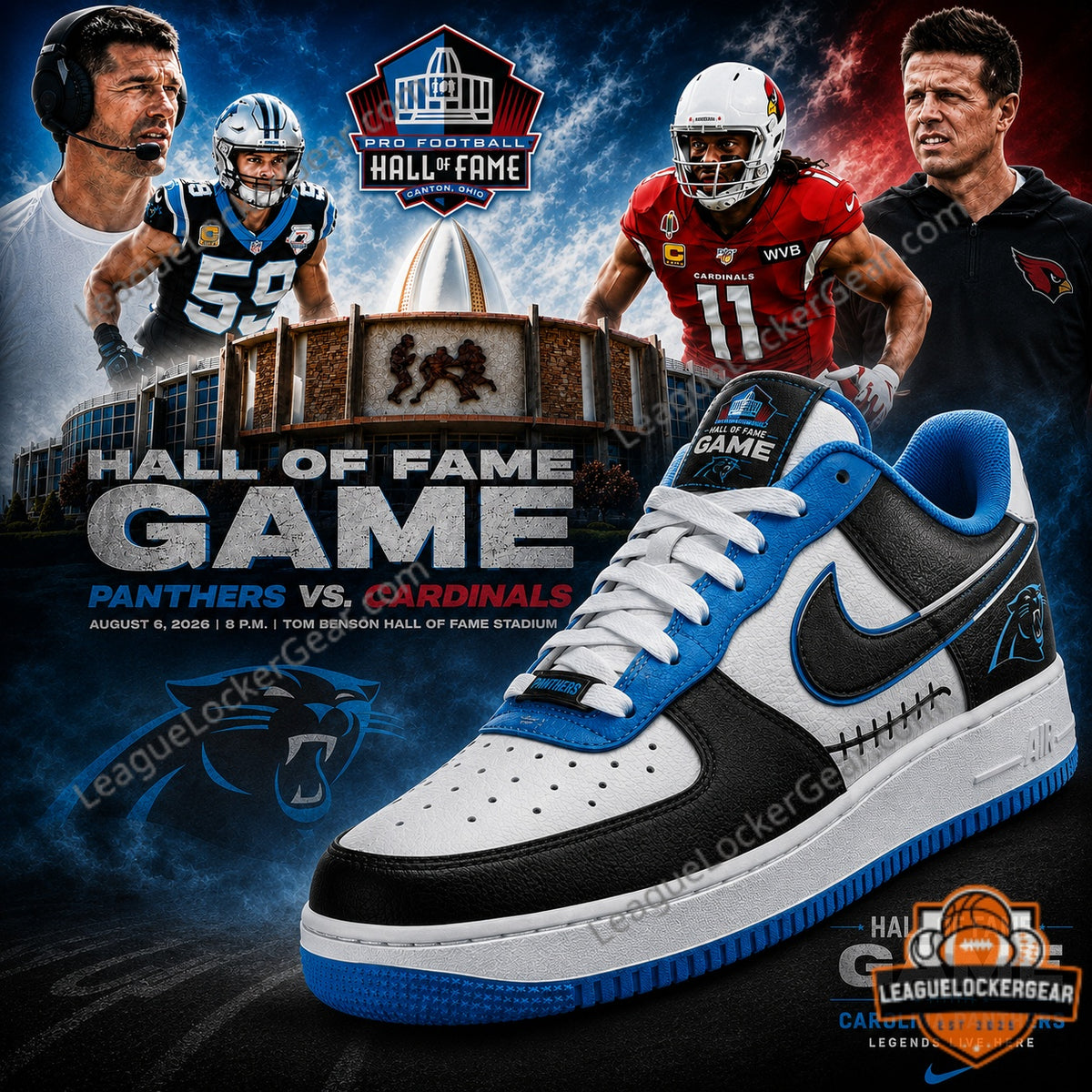 Carolina Panthers Hall of Fame Game 2026 Nike Air Force 1 Shoes - LeagueLockerGear