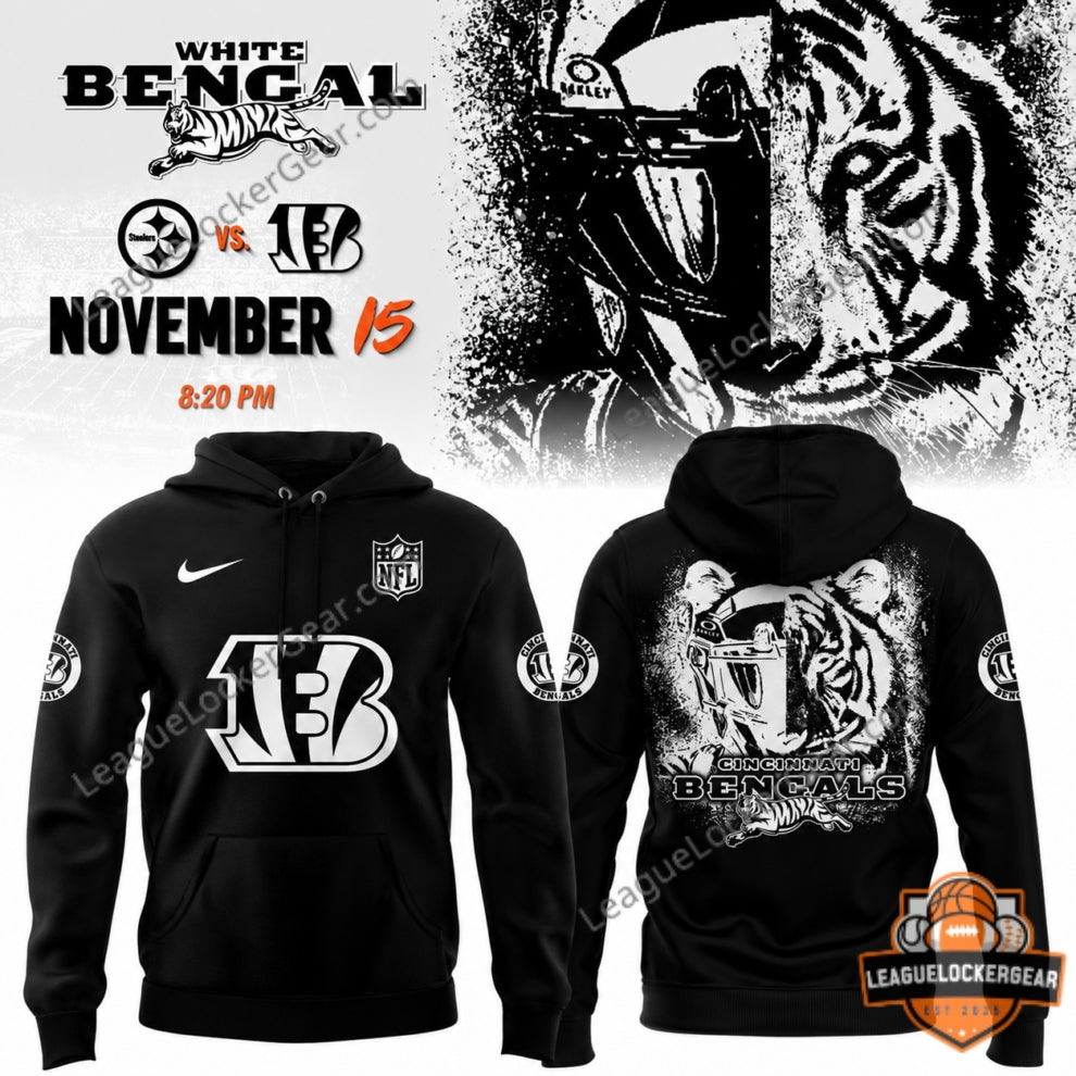 Cincinnati Bengals White Bengal 2026 Game Day Hoodie - LeagueLockerGear