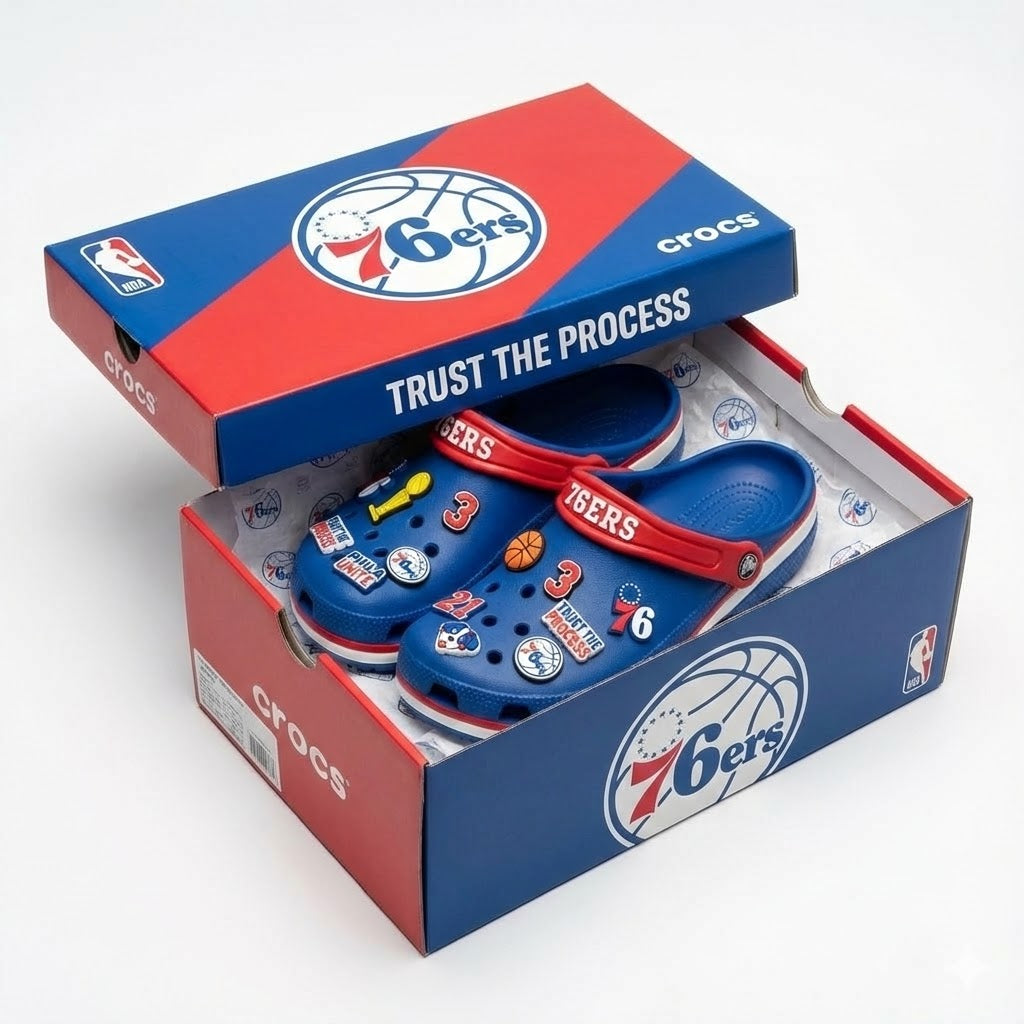 Philadelphia 76ers NBA Crocs Clogs – “Trust The Process” Revolutionary Clog Edition - LeagueLockerGear