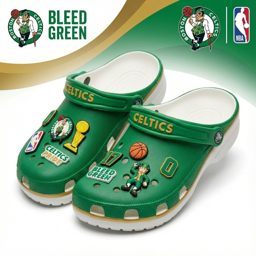 Boston Celtics NBA Crocs Clogs – “Bleed Green” Lucky Leprechaun Unrivaled Fan Footwear - LeagueLockerGear