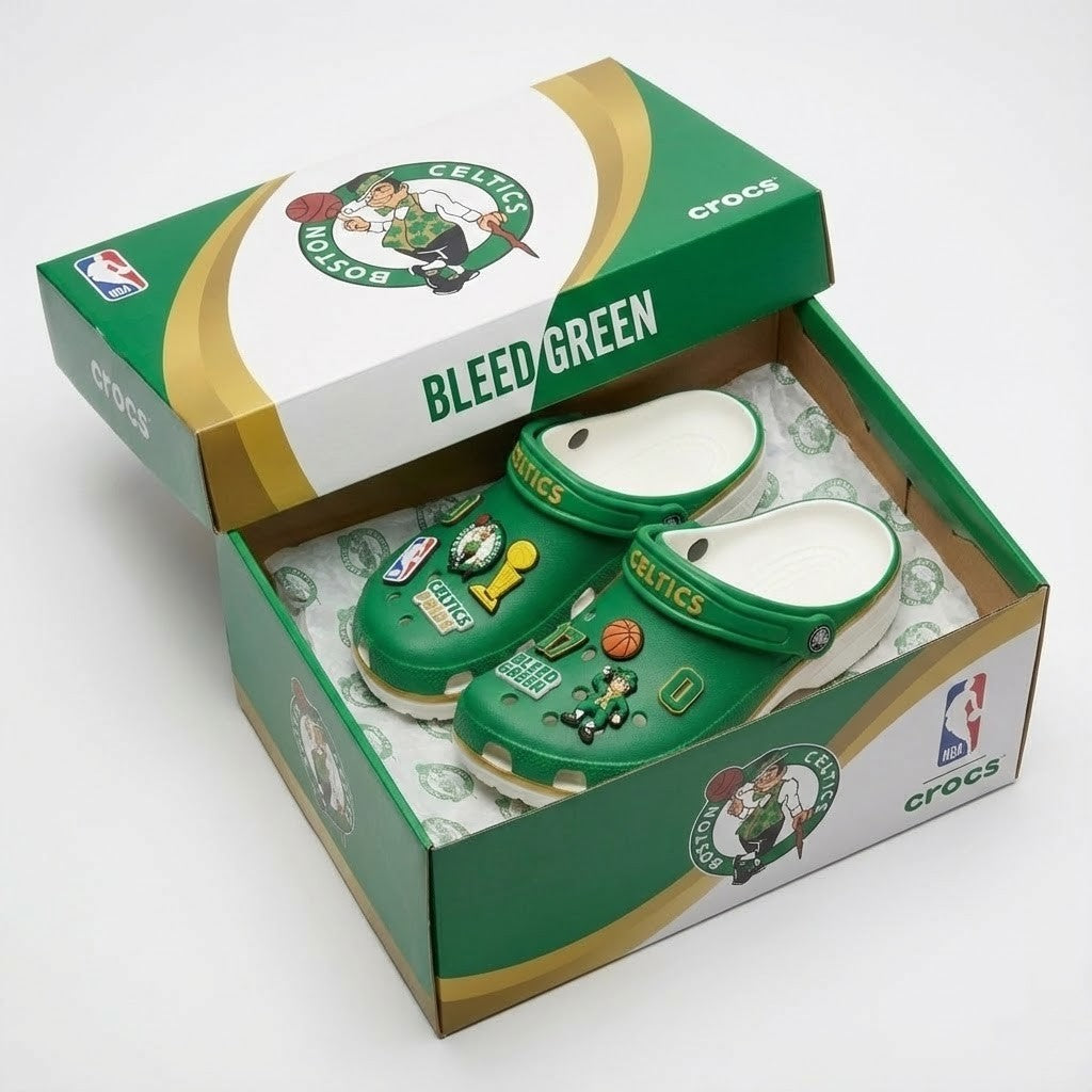 Boston Celtics NBA Crocs Clogs – “Bleed Green” Lucky Leprechaun Unrivaled Fan Footwear - LeagueLockerGear