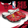 Chicago Bulls NBA Crocs Clogs – “See Red” Red Black Legendary Fan Footwear - LeagueLockerGear
