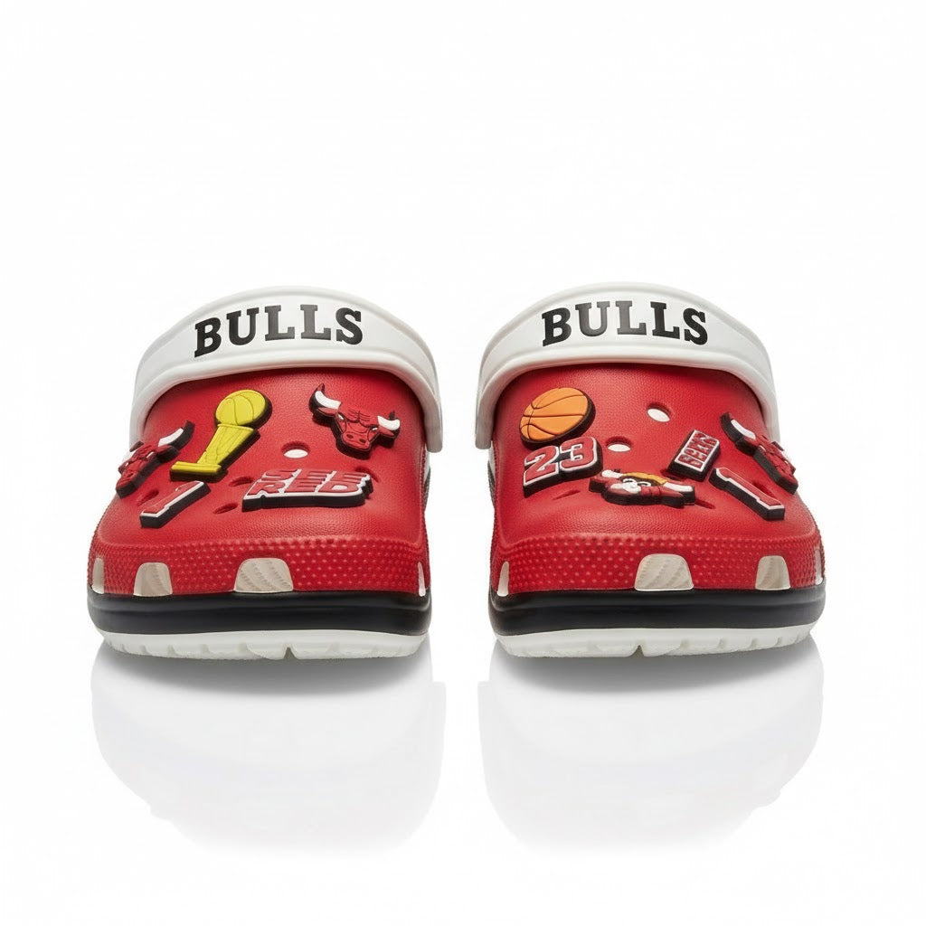 Chicago Bulls NBA Crocs Clogs – “See Red” Red Black Legendary Fan Footwear - LeagueLockerGear