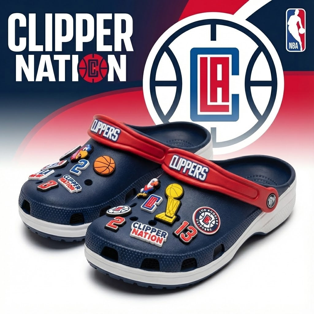 LA Clippers NBA Crocs Clogs – “Clipper Nation” Tenacious Sport Slides - LeagueLockerGear