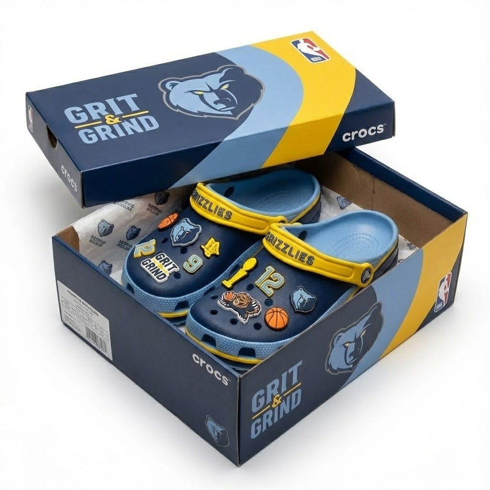 Memphis Grizzlies NBA Crocs Clogs – “Grit And Grind” Fierce Jibbitz Kit - LeagueLockerGear