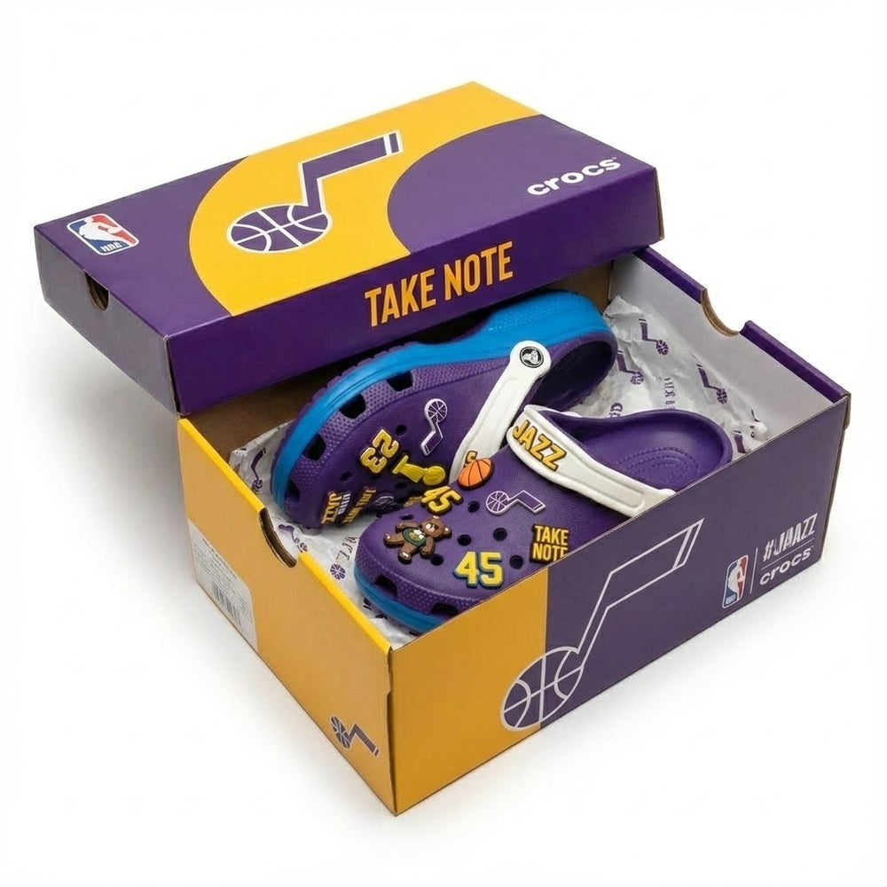 Utah Jazz NBA Crocs Clogs – “Take Note” Dynamic Team Gear - LeagueLockerGear
