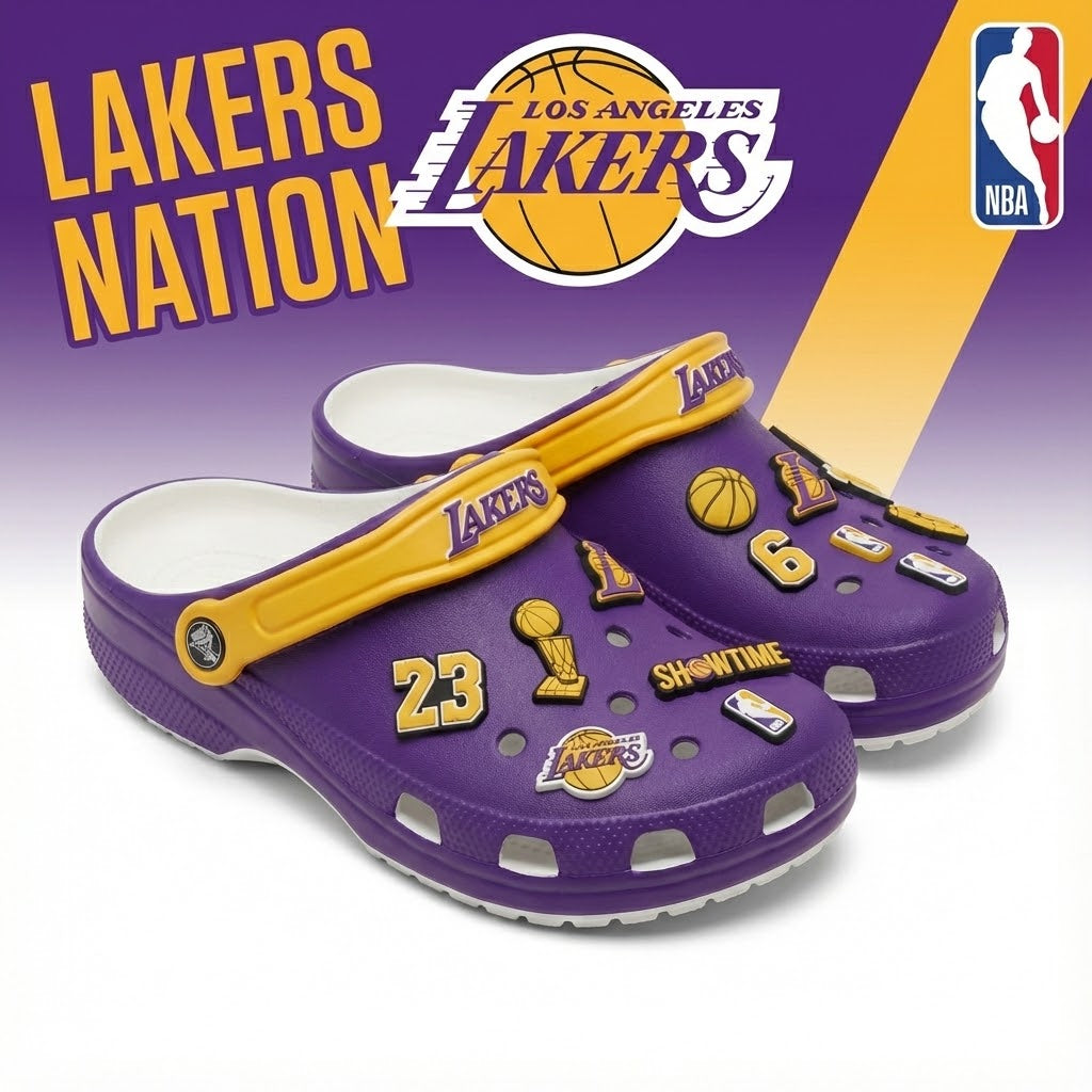 LA Lakers NBA Crocs Clogs – “Showtime” Purple Gold Championship Fan Gear - LeagueLockerGear
