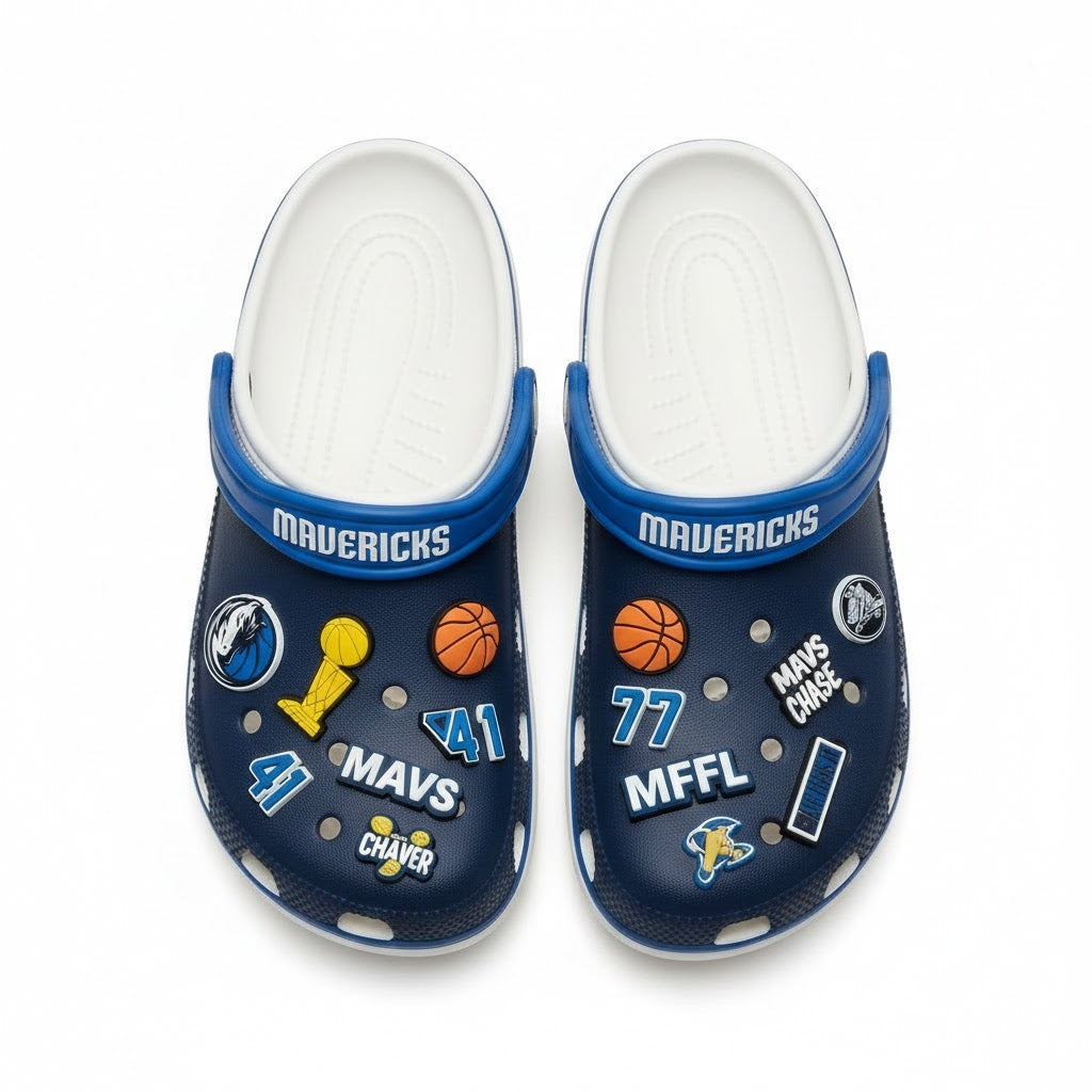 Dallas Mavericks NBA Crocs Clogs – “Mavs Forever” Navy Blue Unstoppable Fan Footwear - LeagueLockerGear