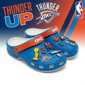 OKC Thunder NBA Crocs Clogs – “Thunder Up” Blue Orange Electrifying Jibbitz Set - LeagueLockerGear