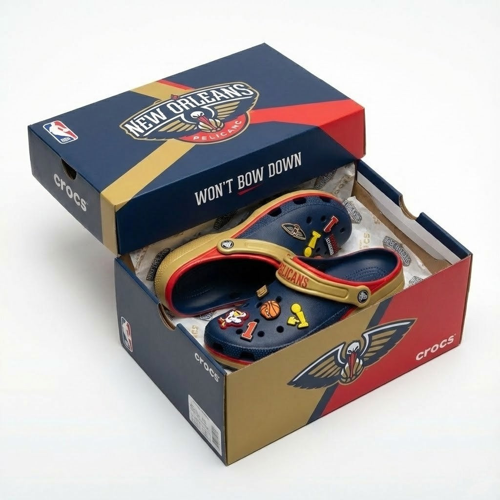 New Orleans Pelicans NBA Crocs Clogs – “Won’t Bow Down” Soaring Fan Apparel - LeagueLockerGear
