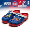 Detroit Pistons NBA Crocs Clogs – “Vs Everybody” Red Blue Piston Power Fan Footwear - LeagueLockerGear