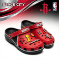 Houston Rockets NBA Crocs Clogs – “Space City” Red Black Explosive Jibbitz Set - LeagueLockerGear