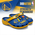 Golden State Warriors NBA Crocs Clogs – “Dub Nation” Blue Yellow Victorious Jibbitz Set - LeagueLockerGear