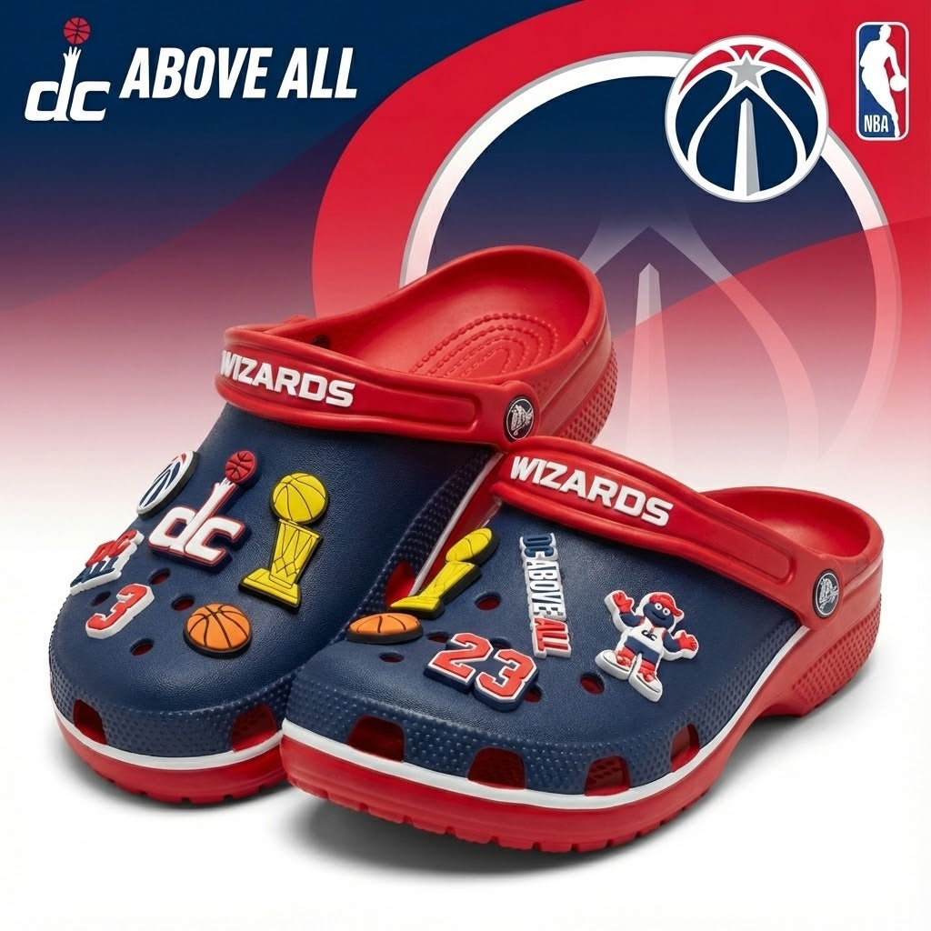 Washington Wizards NBA Crocs Clogs – “DC Above All” Magical Capital Fan Footwear - LeagueLockerGear