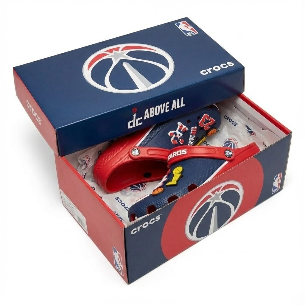 Washington Wizards NBA Crocs Clogs – “DC Above All” Magical Capital Fan Footwear - LeagueLockerGear
