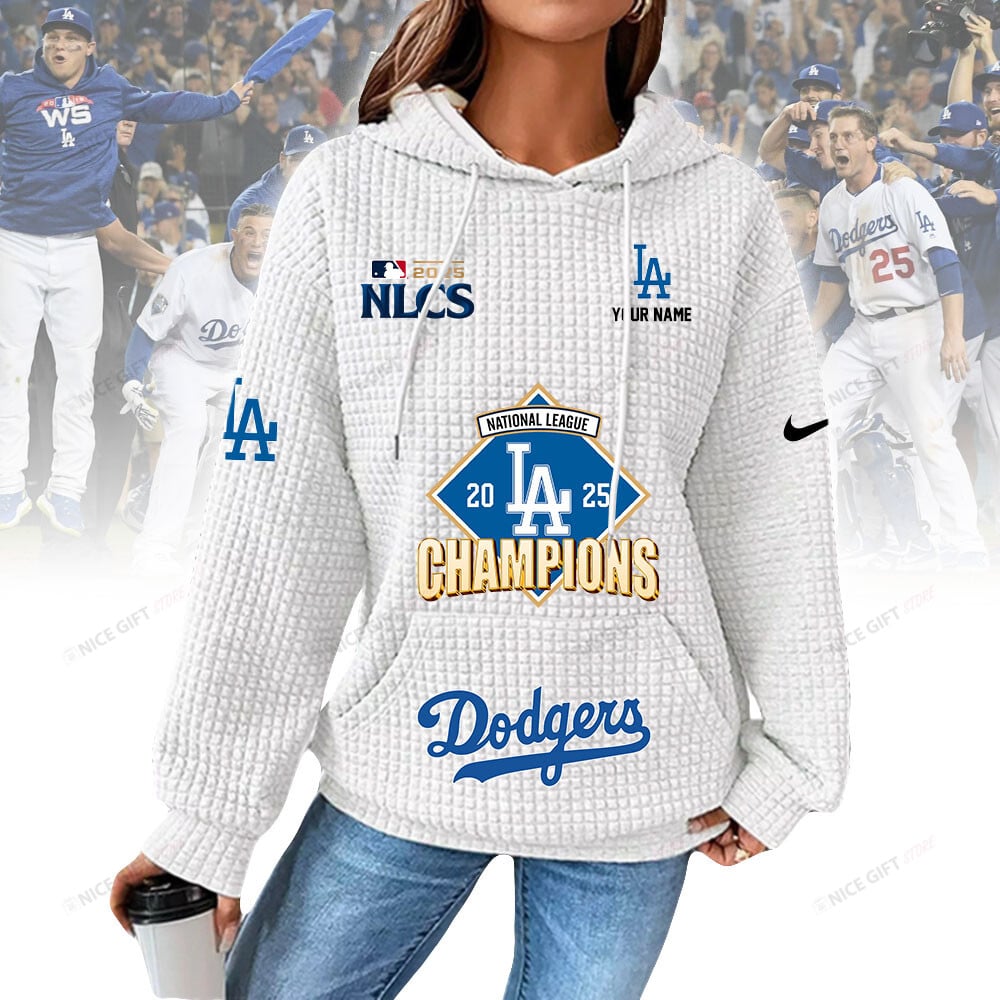 Personalized Los Angeles Dodgers Women's Thick Waffle Knit Hoodie | Buy for only at THK BUY