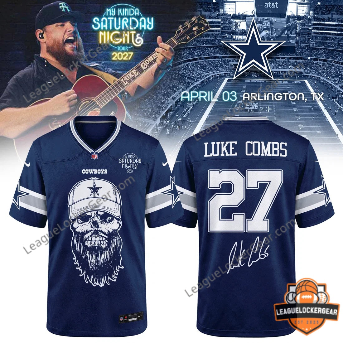Dallas Cowboys Luke Combs My Kinda Saturday Night Tour 2027 Football J