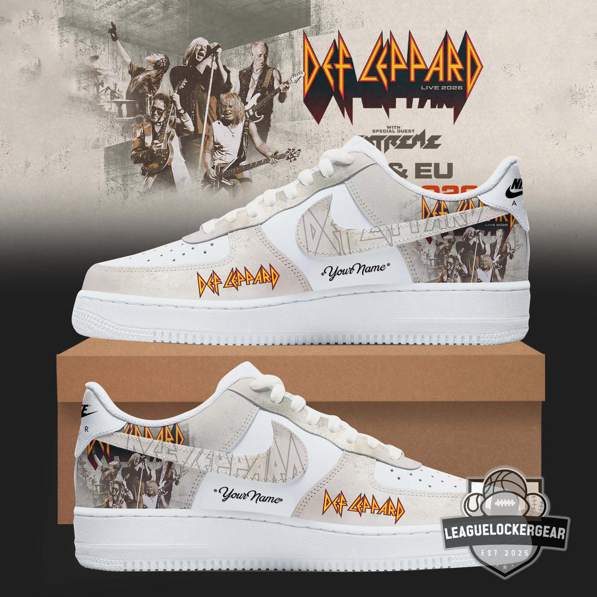 Def Leppard Live 2026 Tour Custom Air Force 1 Shoes - LeagueLockerGear
