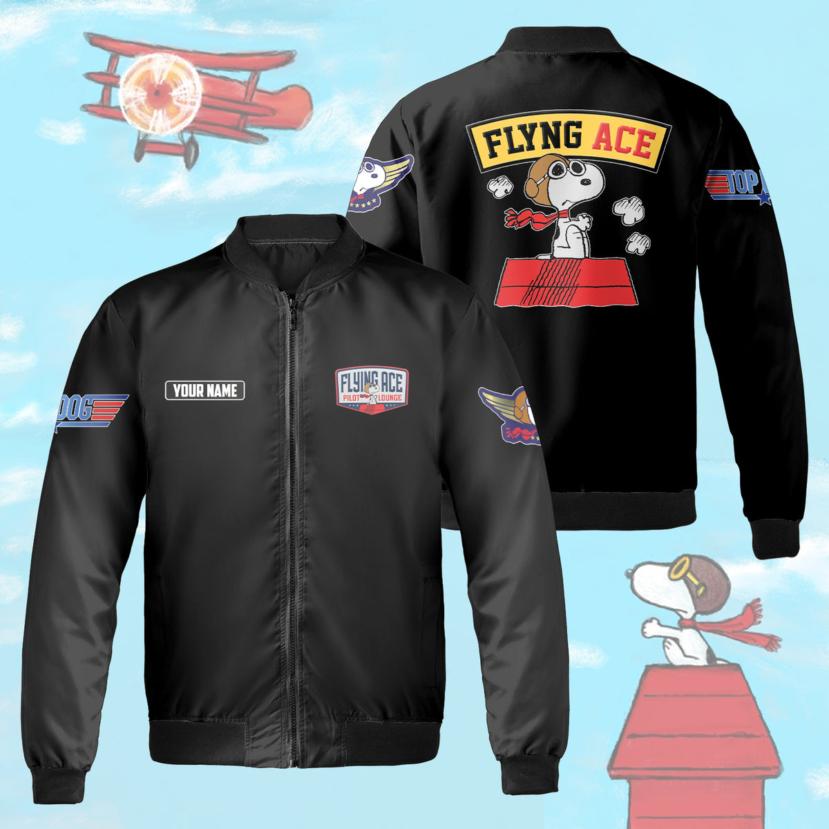 Personalized Snoopy 'Flying Ace' Bomber Jacket | Buy for only at THK BUY