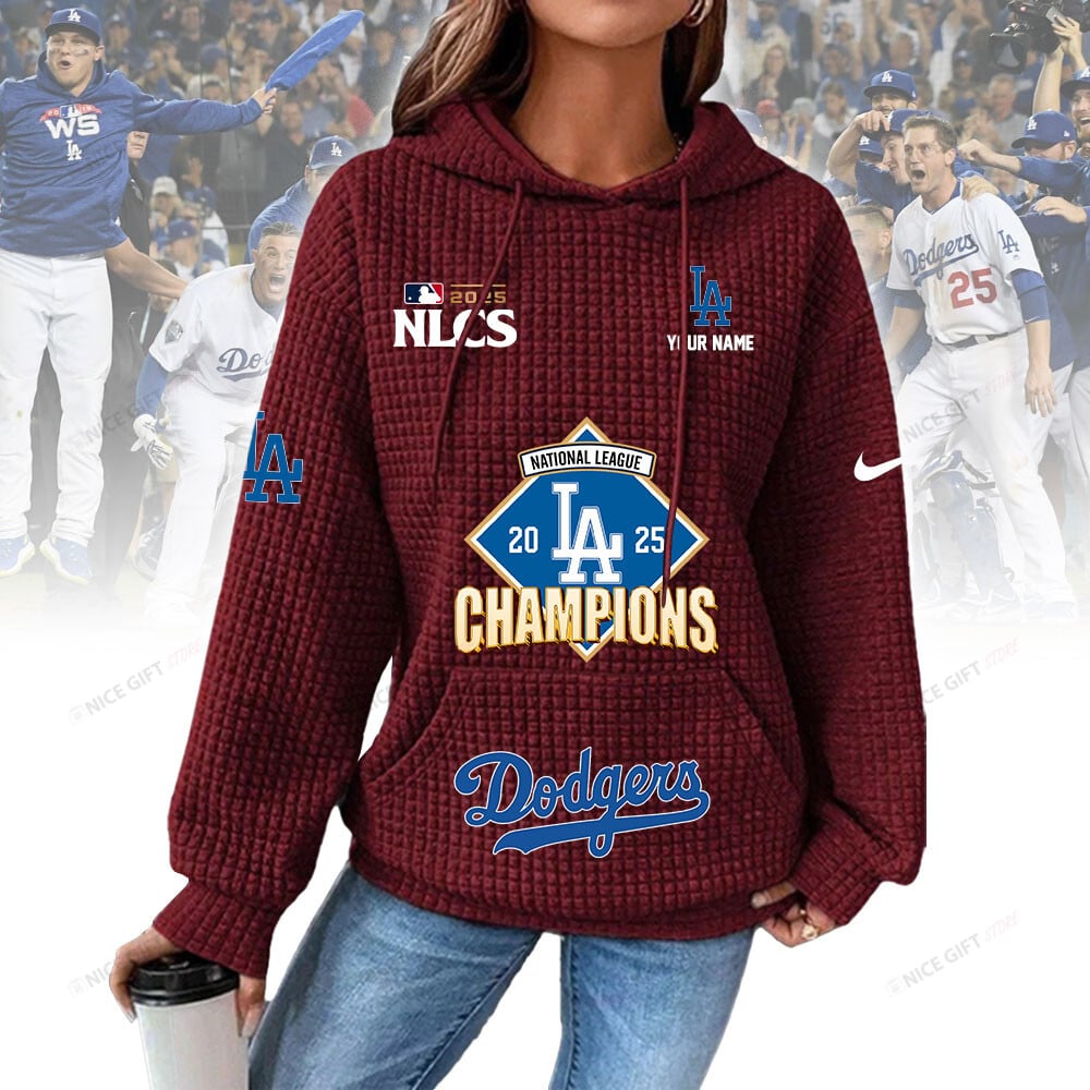 Personalized Los Angeles Dodgers Women's Thick Waffle Knit Hoodie | Buy for only at THK BUY