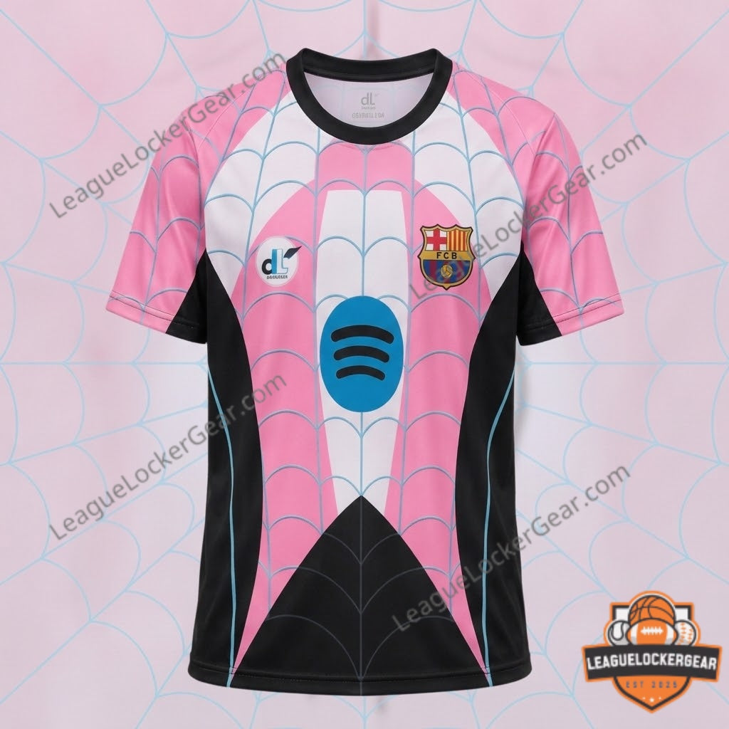 FC Barcelona Spider-Man Gwen Pink Edition Football Jersey - LeagueLockerGear