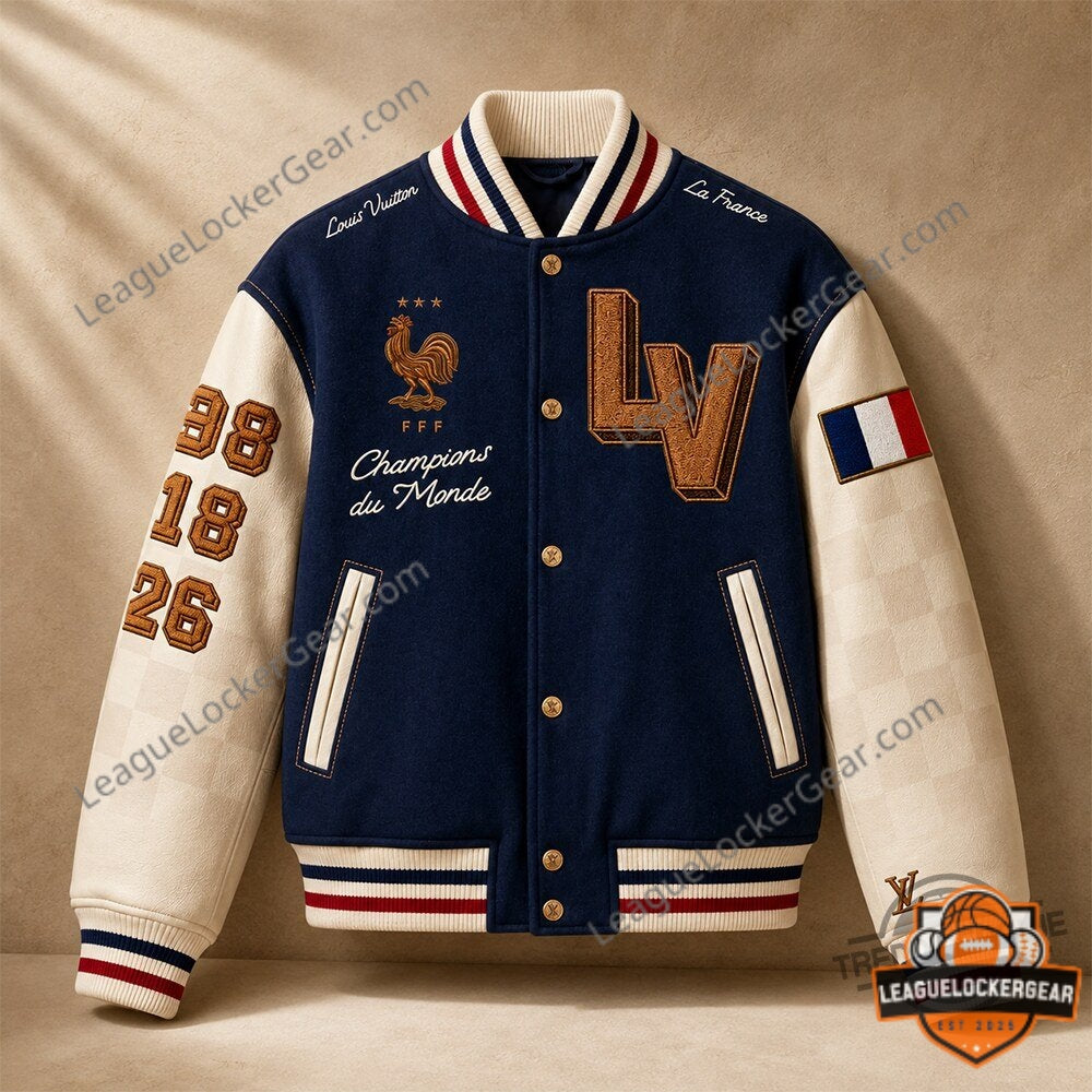 Louis Vuitton FFF Champions du Monde Print Bomber Jacket 2026 - LeagueLockerGear