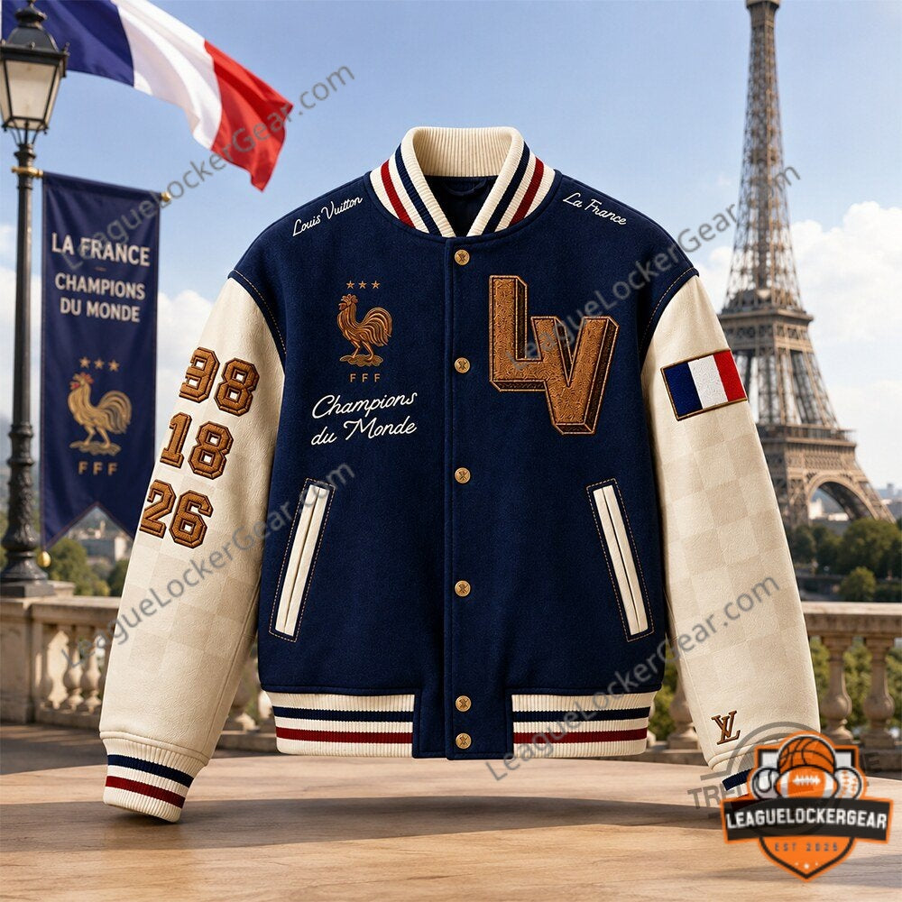 Louis Vuitton FFF Champions du Monde Print Bomber Jacket 2026 - LeagueLockerGear